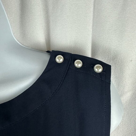 Sleeveless Black Top With Pearl Buttons By Loft - Size S - Polyester & Rayon - Picture 3 of 6